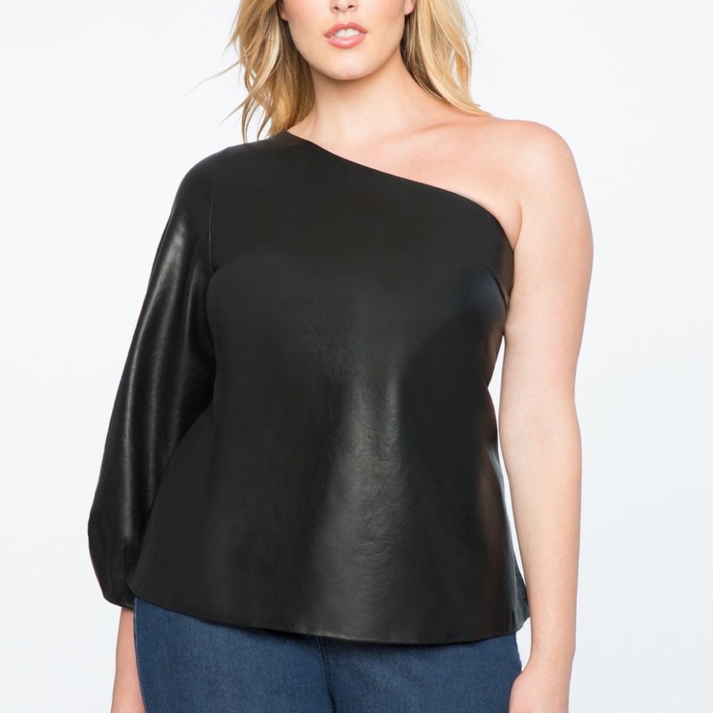 Eloquii - One Shoulder Faux Leather Top